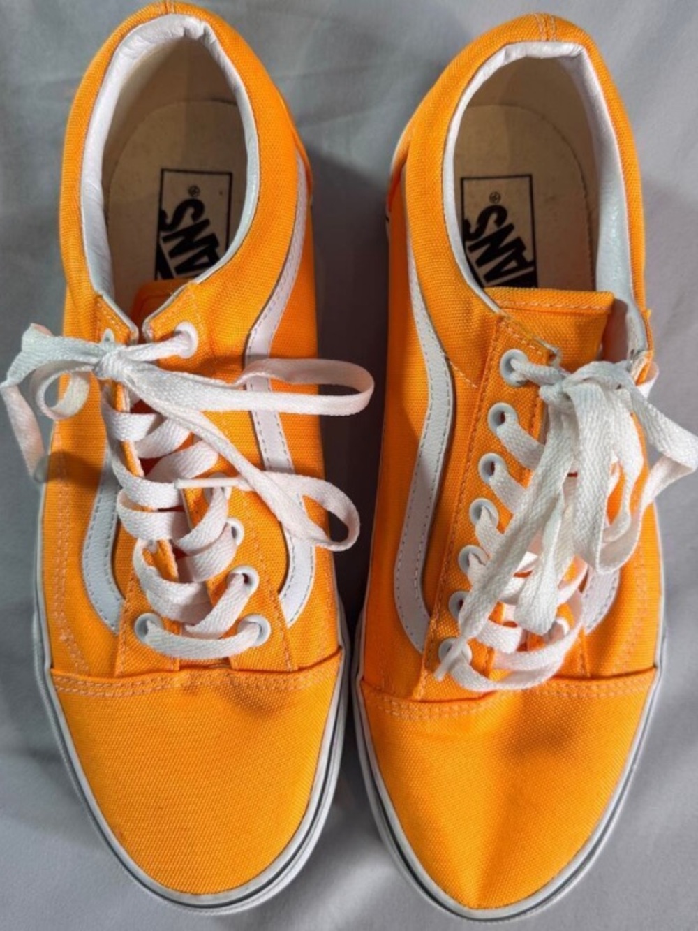 Vans Orange Canvas Old Skool Low-Top Sneakers with White Stripe